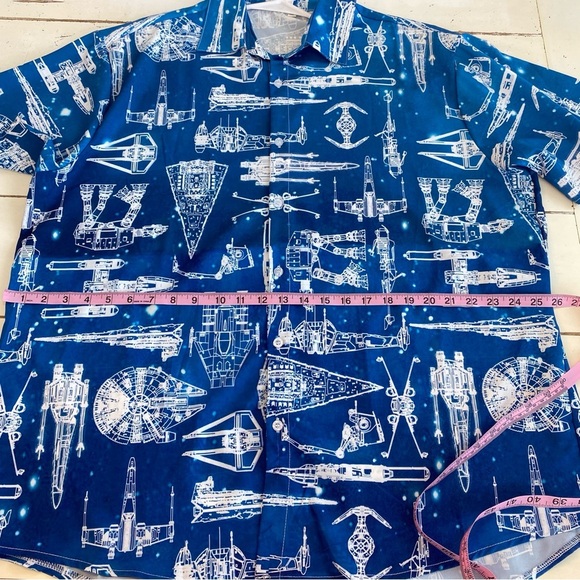 Men's Star Wars Shirt Size XL Button Up All Over Starfighter Blueprint - Picture 6 of 8